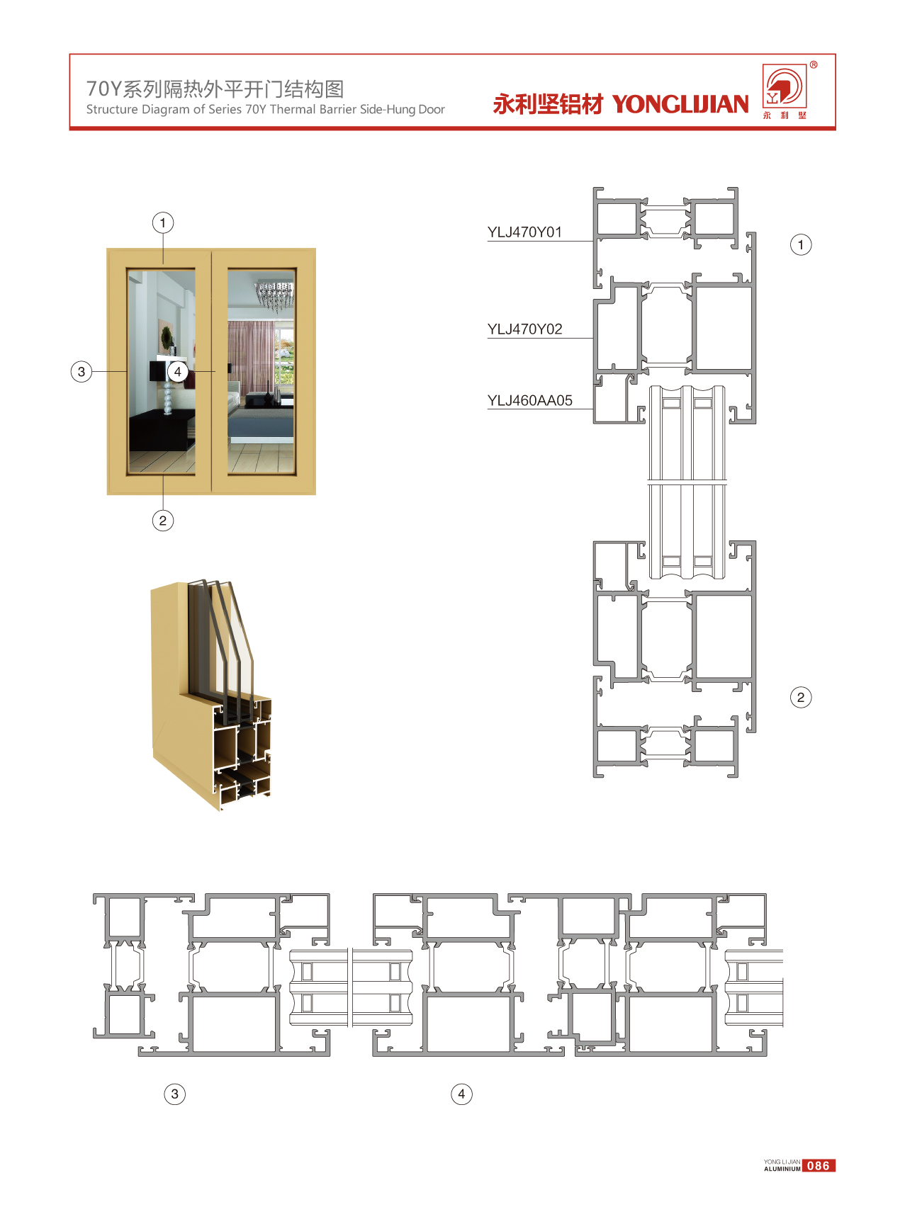 70Y係列隔熱平開門